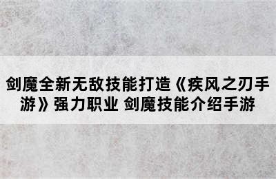 剑魔全新无敌技能打造《疾风之刃手游》强力职业 剑魔技能介绍手游